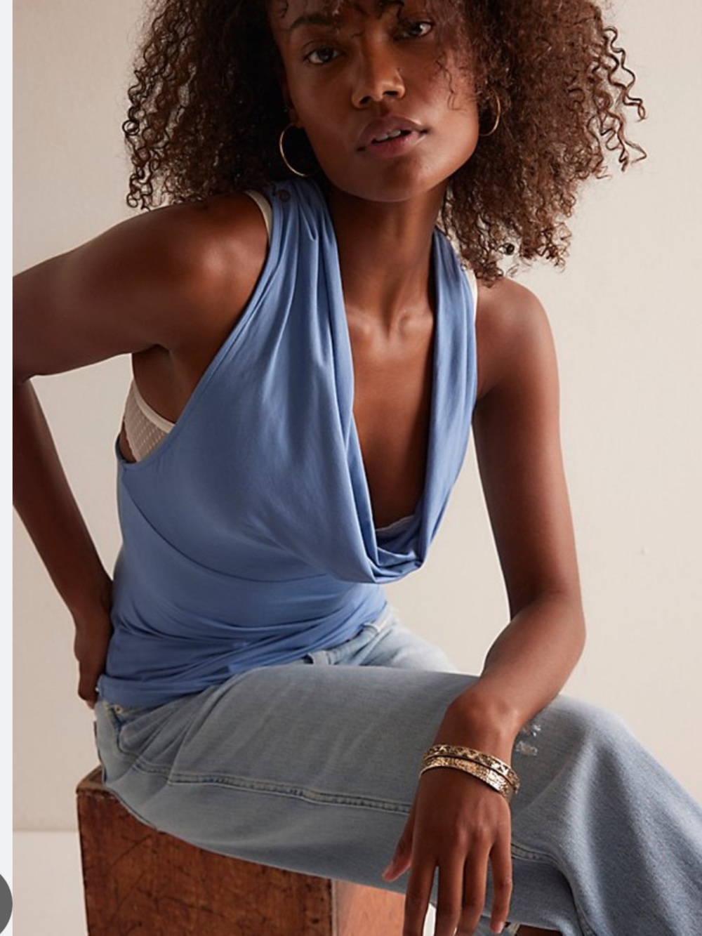 9315. Free People Don'T Hang Up Cowl-Neck Cami